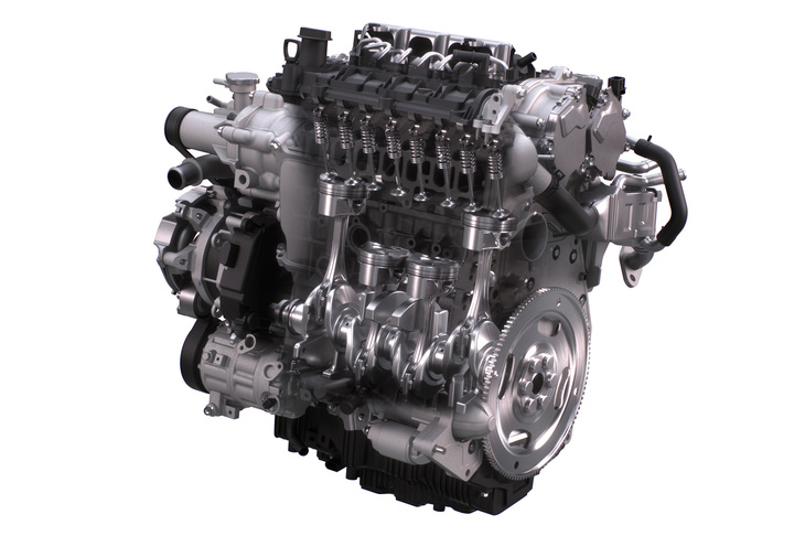 「SKYACTIV-X」では、スパークプラグによって火種を生じさせ、その膨張火炎球による温度上昇と圧縮により、周辺の混合気を圧縮着火させる。