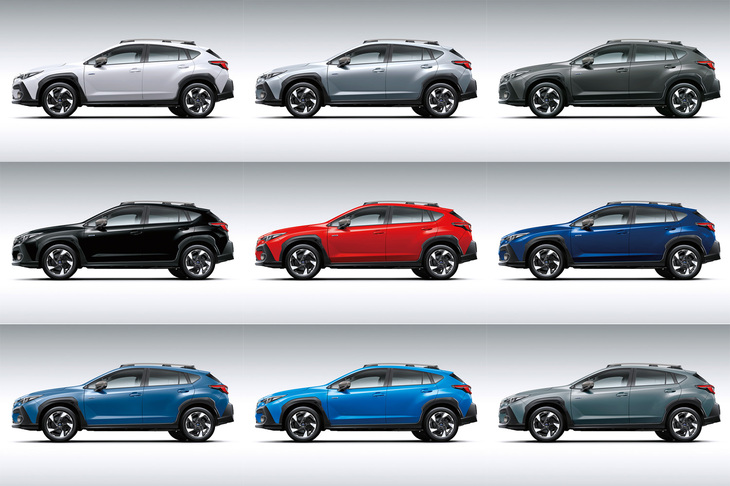 ボディーカラーは写真の9種類で、青系の色が多いのが特徴。グレードによって選べない色などはない。