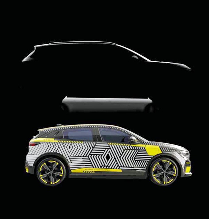 「CMF-EV」プラットフォームを使ってつくられる2タイプのEV。下は先行して概要が明らかにされている「メガーヌE-Techエレクトリック」。もう片方は、そのSUV的な派生モデルだろうか？