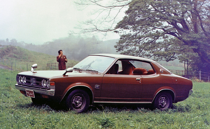 1973年「三菱ギャラン ハードトップ2000GS-II」。ツインキャブ仕様の2リッター直4 SOHCエンジンを搭載した、2代目ギャランのトップグレード。