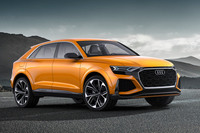 2017年のジュネーブショーで発表された「Q8スポーツコンセプト」。Cピラーの形状などに、「Q2」との類似点が見て取れる。