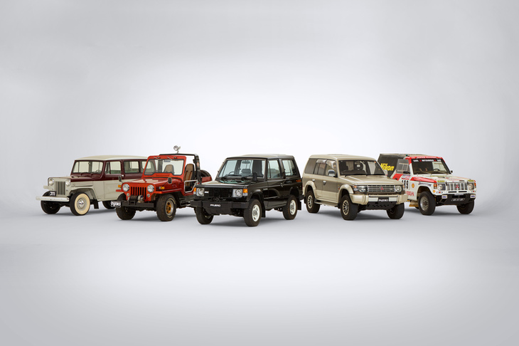 三菱自動車が「オートモビル カウンシル2026」に出展する歴代「パジェロ」。