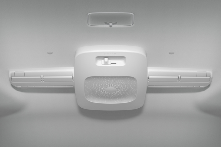 前席の空気を後席へと送風することにより、空気を効率的に循環。冷気や温気の偏りを解消する天井サーキュレーター。「G」と「Z」にオプションで用意される。