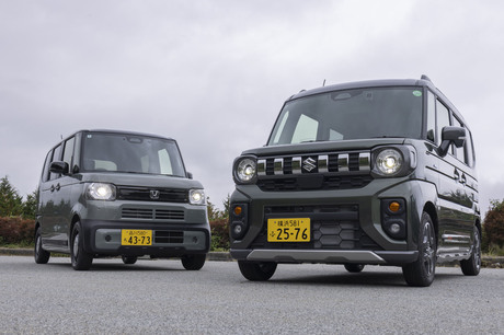 「ホンダN-BOXジョイ」と新型「スズキ・スペーシア ギア」の比較試乗記の後編。試乗車を価格でそろえたとこ...