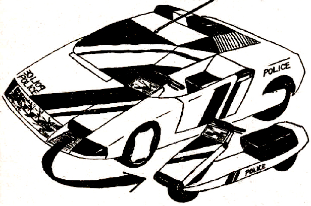 パトロールカー「Goyo-da（御用だ）」は、機動力を高めるスクーター内蔵式。