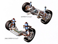 E500および、E320のスポーツパッケージ（オプション）には、AIRマチックDC（Dual Control）サスペンションが奢られる。エアサスペンションと電子制御ダンパーを組み合わしたセミアクティブサスである。