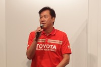 現在、トヨタ自動車のビーチバレー部ゼネラルマネージャーを務める川合俊一氏。「これほどの規模のアリーナは、そうはない。今からオープンが楽しみです」と興奮気味に語った。