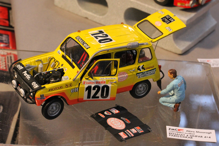 エブロの1/24「ルノー4 GTL」をベースにした、1980年のパリダカールラリーで総合3位に入った4×4仕様。ホイールは3Dプリンターで製作したという。イラストレーターでモデラーの、溝呂木 陽氏の作品。