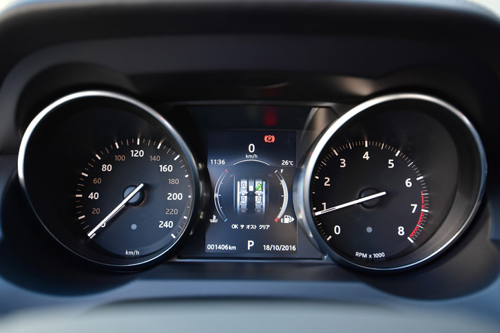 シンプルで視認性の高い2眼式のアナログメーター。