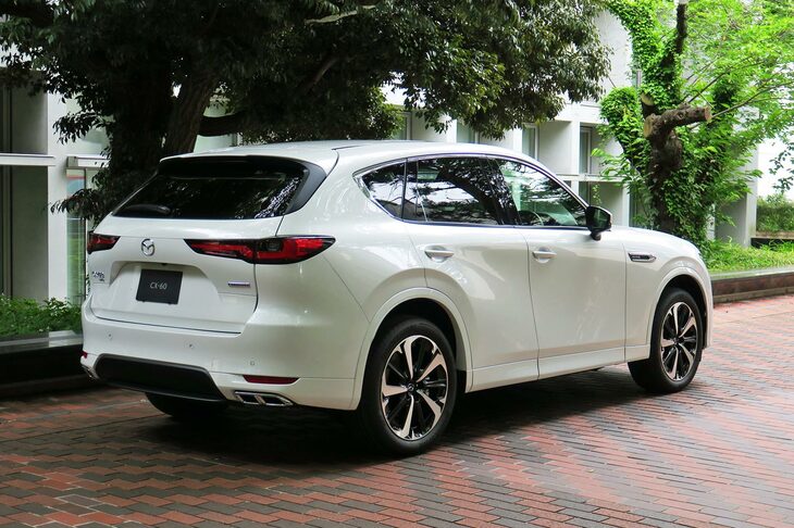 「エクスクルーシブモダン」と「プレミアムモダン」の外装は基本的に共通。切削光輝加工とブラック塗装を組み合わせた20インチアルミホイールが目を引く。