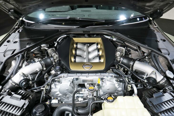 最高出力570PSを誇る「GT-R NISMOスペシャルエディション」2024年モデルのエンジン。「GT-R NISMOスペシャルエディション」のそれは同600PSを発生する。