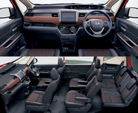 「クロスター」のインテリアは、積層柄のローズウッド調パネルや、シートに施されたオレンジのアクセントが特徴。