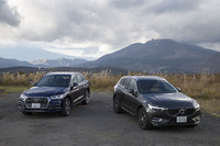 日本で販売される「ボルボXC60 T5 AWDインスクリプション」（写真右）のカラーバリエーションは全7色。「アウディQ5ファーストエディション」（同左）は全4色で、ベースとなる「Q5 2.0 TFSIクワトロ」は9色展開となっている。