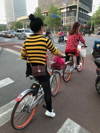 首都を大量に走りまわるシェアリング自転車。前回訪れた2016年には見られなかった光景である。