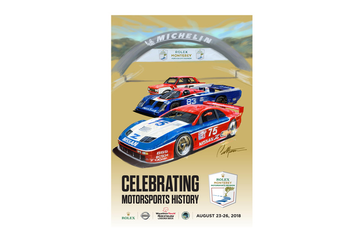 2018年にフィーチャーされた日産＆ダットサンをモチーフとした開催告知のポスター。同年のイベントが8月の第4週木曜日から日曜日までの4日間にわたり開催されたことが示されている。