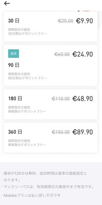 こんな期間プランの案内画面も現れた。