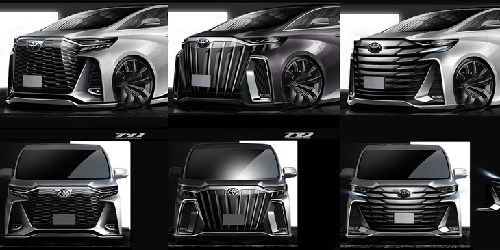 「アルファード／ヴェルファイア」のフロントマスクのデザインスケッチ。