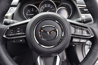 ステアリングホイールのスポーク部には、オーディオやクルーズコントロールの操作スイッチが並ぶ。中央のメッキリングは、「Lパッケージ」限定の装飾。