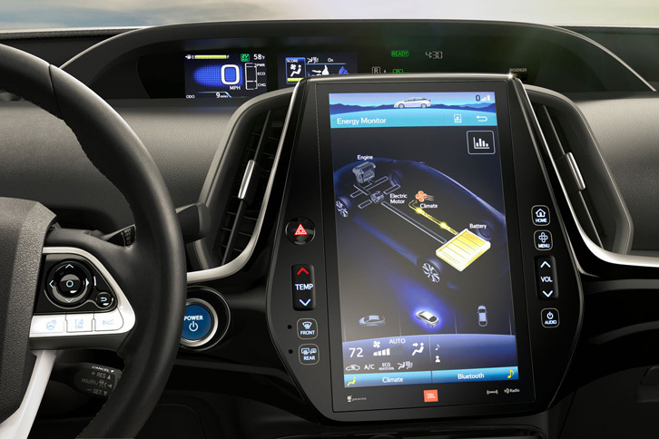 センターコンソールには、縦型の11.6インチフルHDディスプレイが備わる。