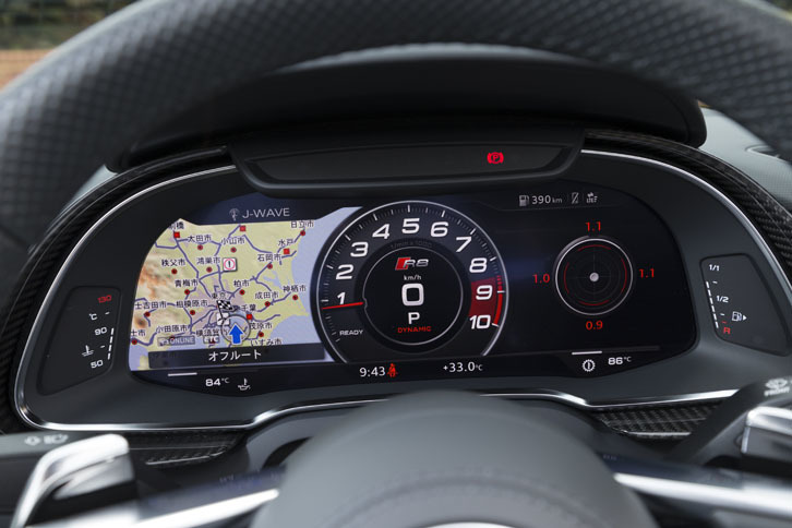 12.3インチのTFTディスプレイからなるメーターパネル。カーナビのマップを画面全体に表示することもできる。