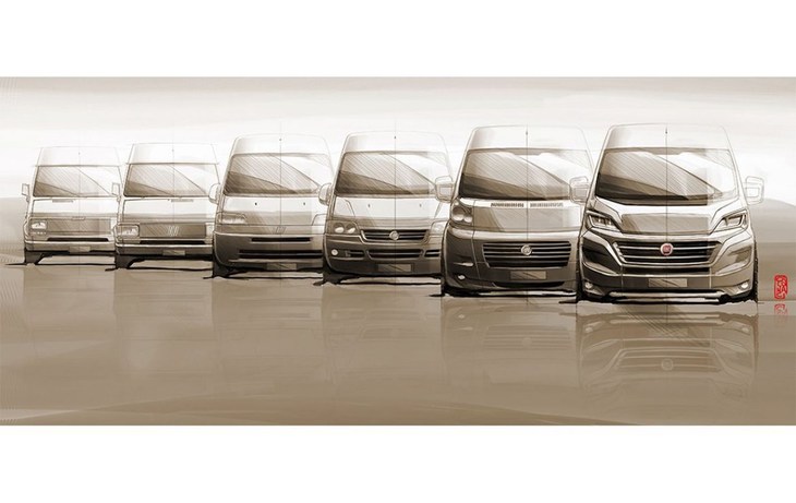 「フィアット・ドゥカート」の変遷を表現したイラストレーション。（写真＝FCA）