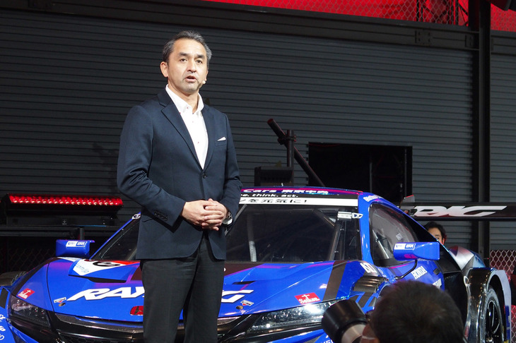 東京オートサロン2019において、ホンダのモータースポーツ活動計画発表会に登壇した本田技研工業執行役員の森山克英ブランドコミュニケーション本部長。