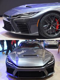 低く突き出たクサビ形のフロントまわり。左右のヘッドランプをつなぐのは、「GRヤリス」にもみられる意匠だ。