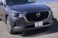 フロントまわりでは縦フィン形状のグリルメッシュが特徴。その下端をたどるようにメッキパーツが飾られる。