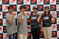 当日は、「WRC招致応援団」の4人も来場（写真左から安東弘樹氏、小塚崇彦氏、梅本まどか氏、栗田佳織氏）。今後、WRCをはじめとするモータースポーツの魅力を伝えていくという。