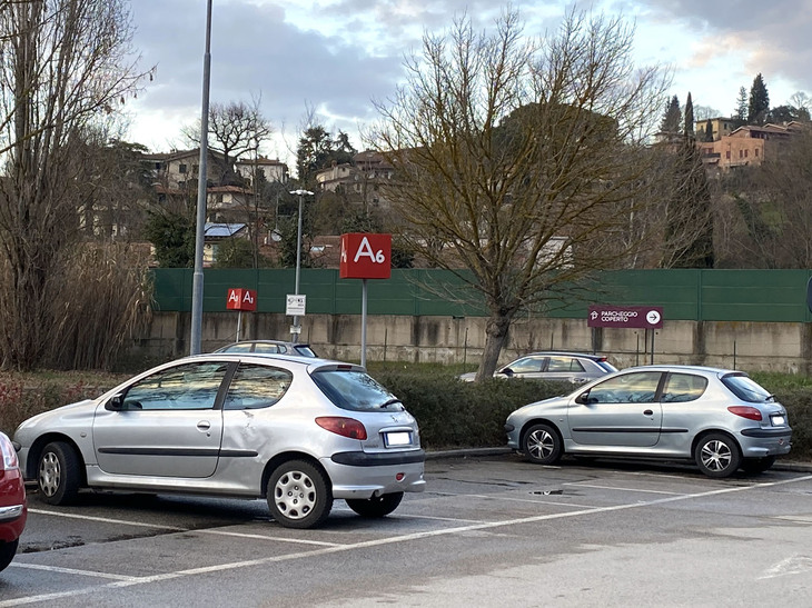 こちらも往年の大ヒット車種である「プジョー206」。コープ（生協）の駐車場で2022年1月撮影。