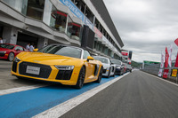 アウディのハイパフォーマンスモデルに富士スピードウェイの本コースで試乗。200km/hを超える速度域など、日常では体感できない世界を味わうことができた。