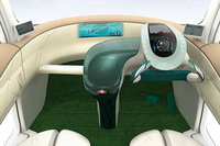 ボタンがないツルッとしたセンターコンソールは、手でなでるなどすることで、各種機能をコントロールできる。