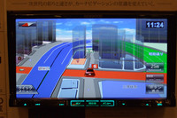 メモリーナビでは珍しい3D詳細地図。これが可能なのも高い基本性能があってこそ。自車マークは3種類から選べる。
