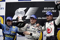 F1 2005】第16戦ベルギーGP、ライコネン6勝目で首の皮一枚、アロンソは