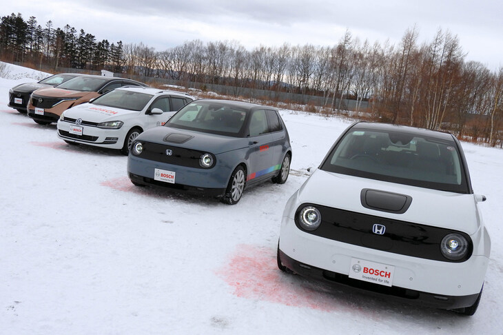 北海道の女満別テストコースで行われたボッシュの体験試乗会より、試乗に供された試作車。