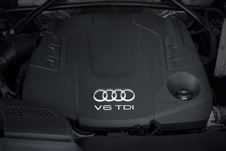 ラインナップの中で最もパワフルな「3.0 TDIクワトロ」の3リッターディーゼルターボエンジン。最高出力286ps。最大トルクは63.2kgmを1500rpmで発生する。