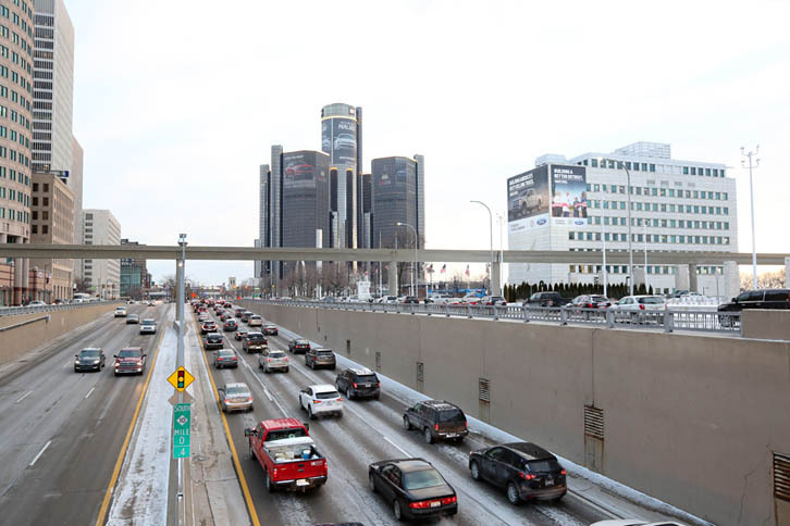 デトロイトショー会場の周辺の様子。