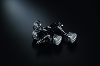 バランスドエンジンに使われるピストンとコンロッド、クランクシャフト。