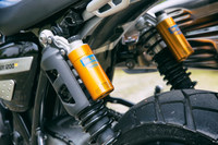 足まわりはフロントがショーワ製の倒立フォーク、リアがオーリンズ製ツインショックの組み合わせ。前後ともにストローク量は250mmとなっている。