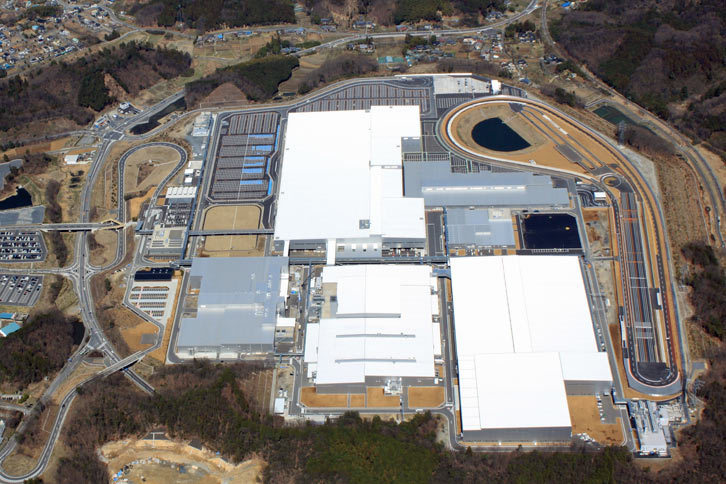 寄居工場の鳥瞰（ちょうかん）写真。栃木プルービンググラウンドと同じ設計のテストコースが設けられている。