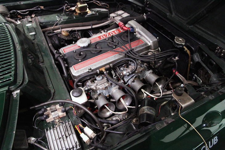 「ベレット1600GTRレーシング」のエンジン。カムカバーの形状からして生産型とはまったく異なる。