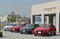 試乗会場に並んだ、新型「アウディA4アバント」。ボディーカラーは全9色で、「アウディ エクスクルーシブ」を利用すればほかの色もオーダーできる。