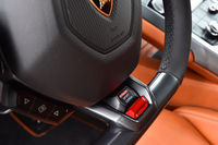 走行モード統合制御機構「アニマ」のスイッチは、ステアリングホイールのスポーク上に位置する。