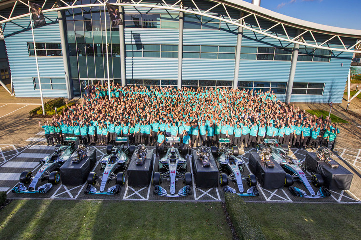 F1ではおカネの話はタブーとされ、具体的な金額が世に出てくることはめったにないがゆえに、2017年12月に英国モータースポーツ専門誌『AUTOSPORT』電子版が伝えた、各チームの2017年の予算や分配金についての記事は貴重な手がかりとなる。同記事によると、パワーユニットを除く年間予算は最多のフェラーリで約500億円、最も少ないチームはフォースインディアで約140億円。メルセデス（写真）のスタッフは860人（パワーユニット部門を除く）、ハース225人、トロロッソ400人と、いずれも大きな開きがあることがわかる。F1のオーナーである米リバティ・メディアは、F1を商業的成功に導くために各陣営の競争力を接近させレースを盛り上げたいところで、2021年にはチーム予算に上限を設ける「バジェットキャップ」を導入する予定。しかし、打ち出された約165億円という支出上限額に対してトップチームからの同意を得るのはそう簡単ではなく、段階的導入に向けて協議が続けられている。（Photo=Mercedes）