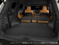 7人乗り仕様の「LX600」で、後席を倒し荷室を最大化した状態。ゴルフバッグは5つ収納できる。