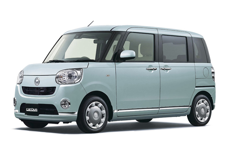 「ムーヴ キャンバス」のカラーバリエーション。写真のボディーカラーは、ファインミントメタリック。