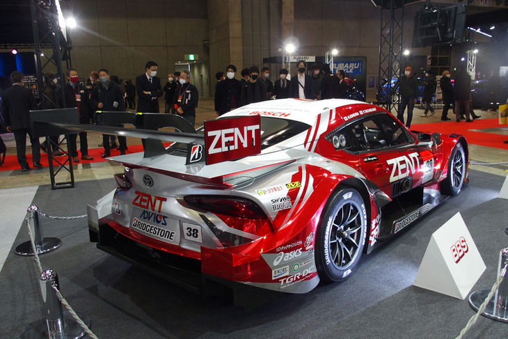 BBSの競技用ホイールを装着したTGR TEAM ZENT CERUMOの「ZENT CERUMO GR Supra」。