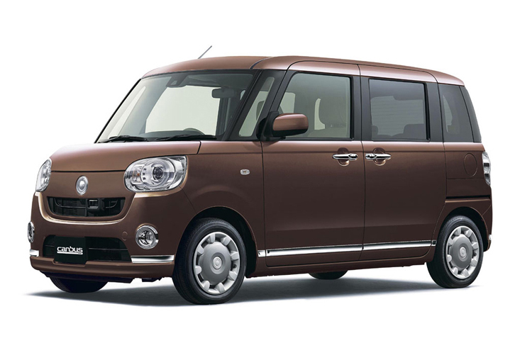 「ムーヴ キャンバス」のカラーバリエーション。写真のボディーカラーは、プラムブラウンクリスタルマイカ。