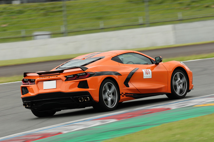 速度制限なしのフリー走行である「スポーツ走行」の参加は3台のみだった。そのうちの1台だった「C8コルベット」。