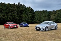 スポーティーなキャラクターのDセグメントセダン3台。直列4気筒ユニット搭載モデルをそろえ、比較しました。（photo：小林俊樹）